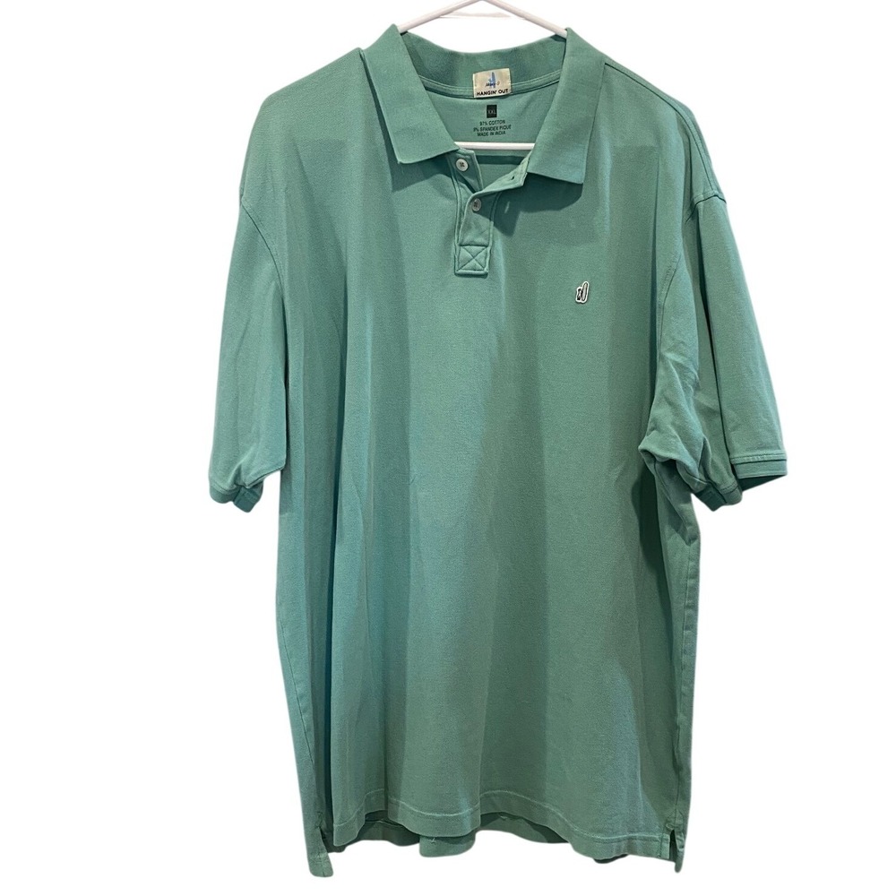Johnnie-O Hangin Out Mens XXL Seafoam Green Pique Cotton Spandex Polo Shirt Golf